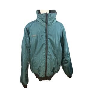 Vintage 90s Reversible Bomber Black &‎ Green Jacket High Collar Mens Size XL